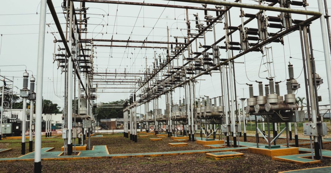 A shot of a part of high voltage electric power station